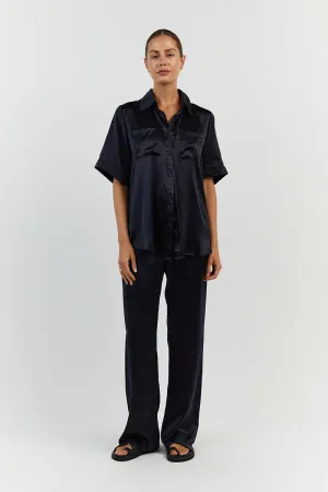 EVANS NAVY SILK PANT