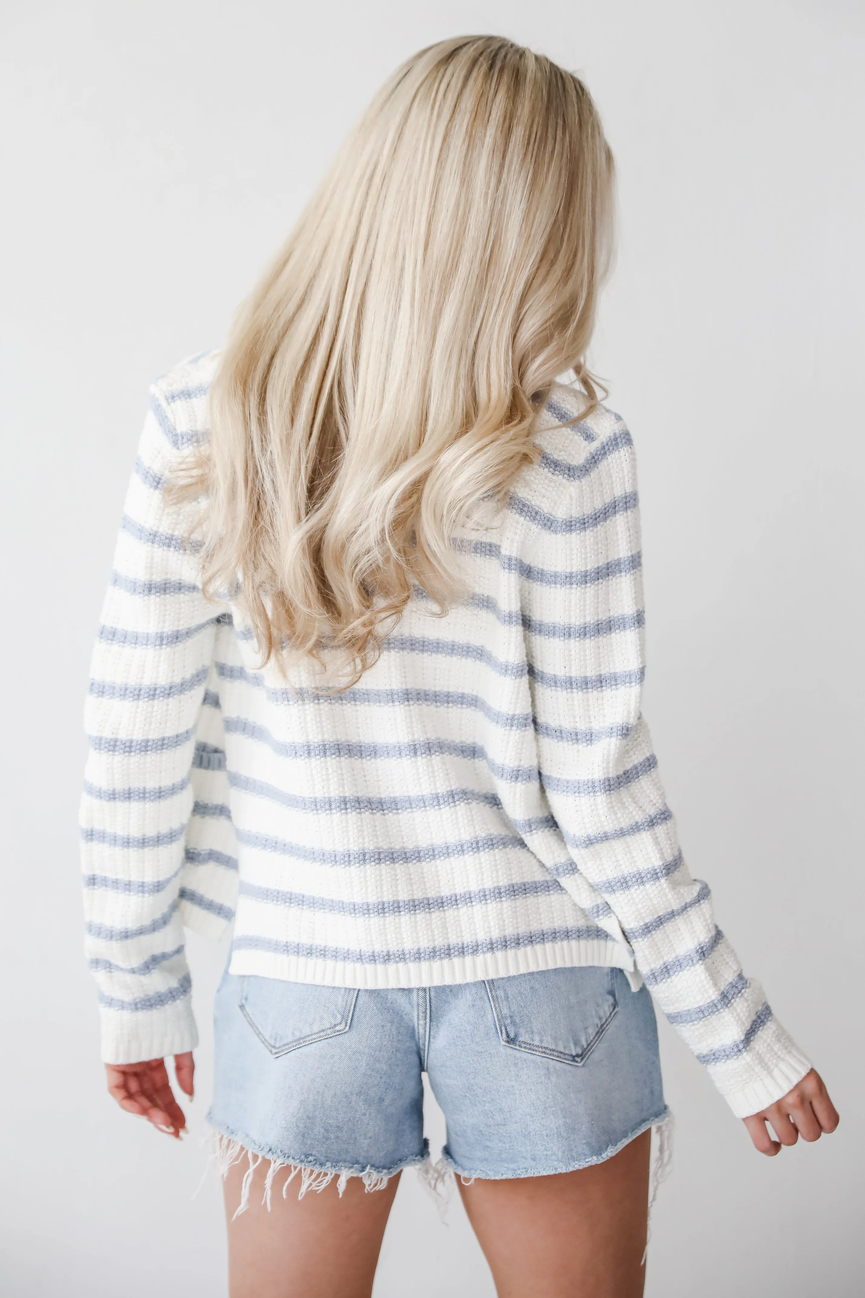 FINAL SALE - Glorious Persona Light Blue Striped Cardigan