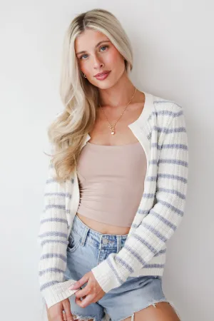 FINAL SALE - Glorious Persona Light Blue Striped Cardigan