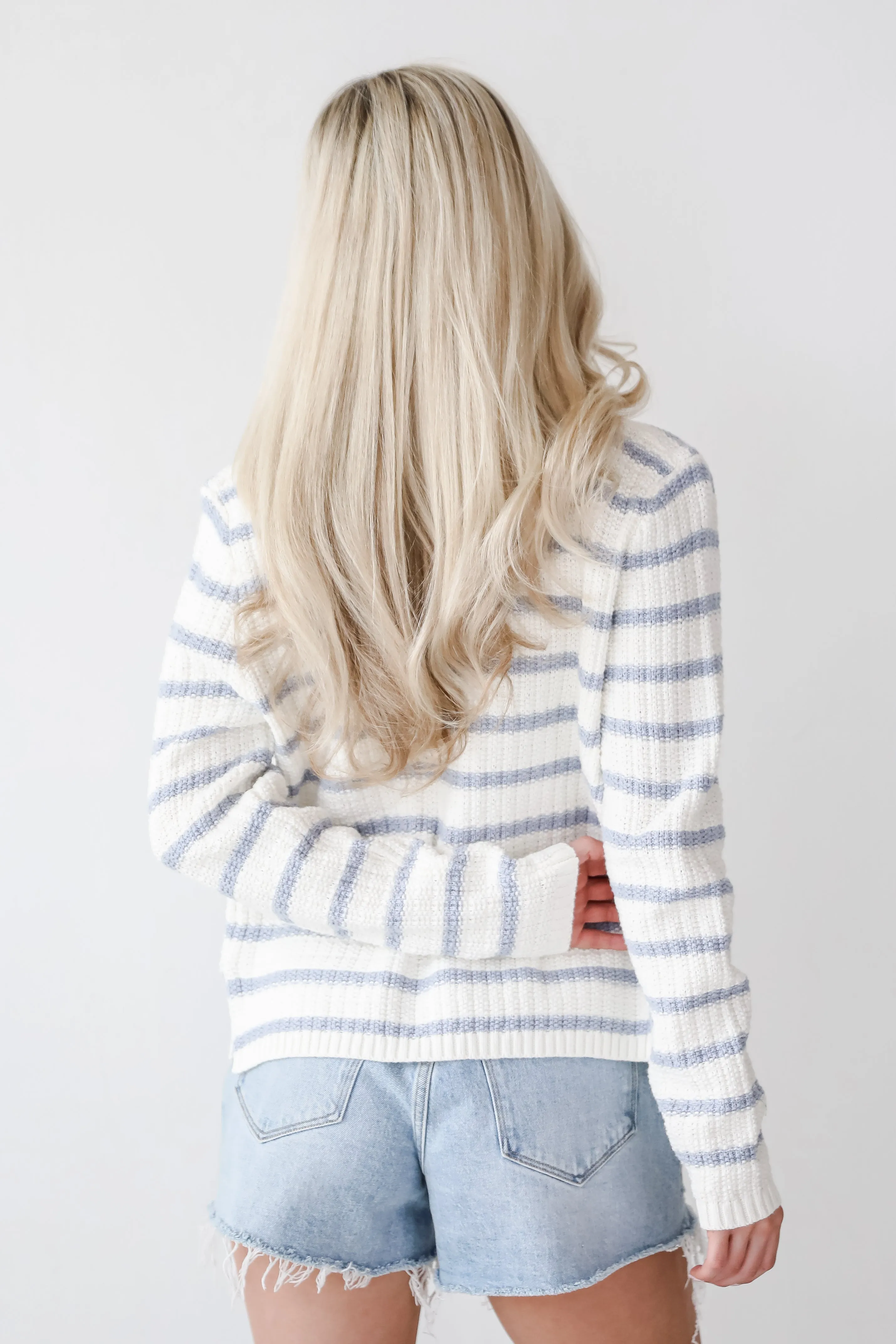 FINAL SALE - Glorious Persona Light Blue Striped Cardigan