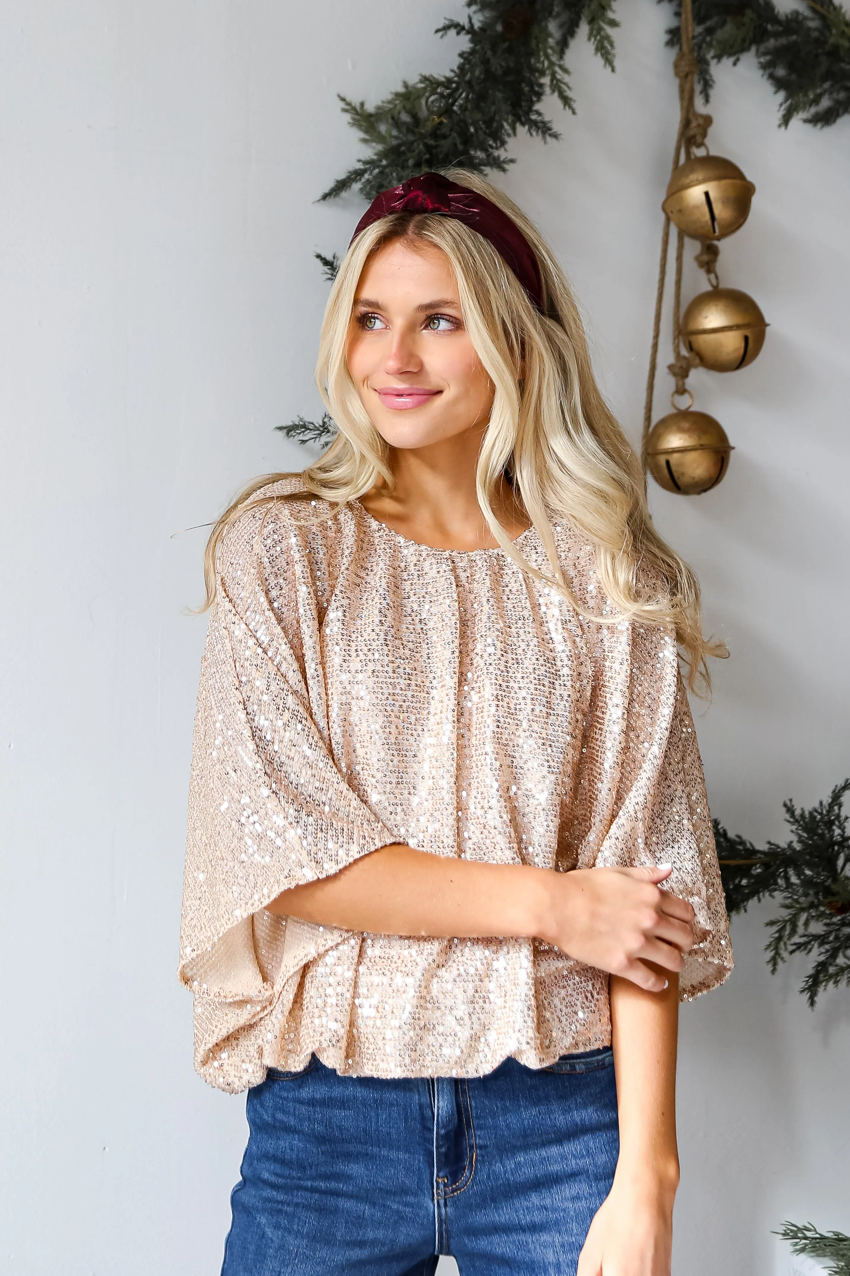 FINAL SALE - Instant Sensation Gold Sequin Blouse