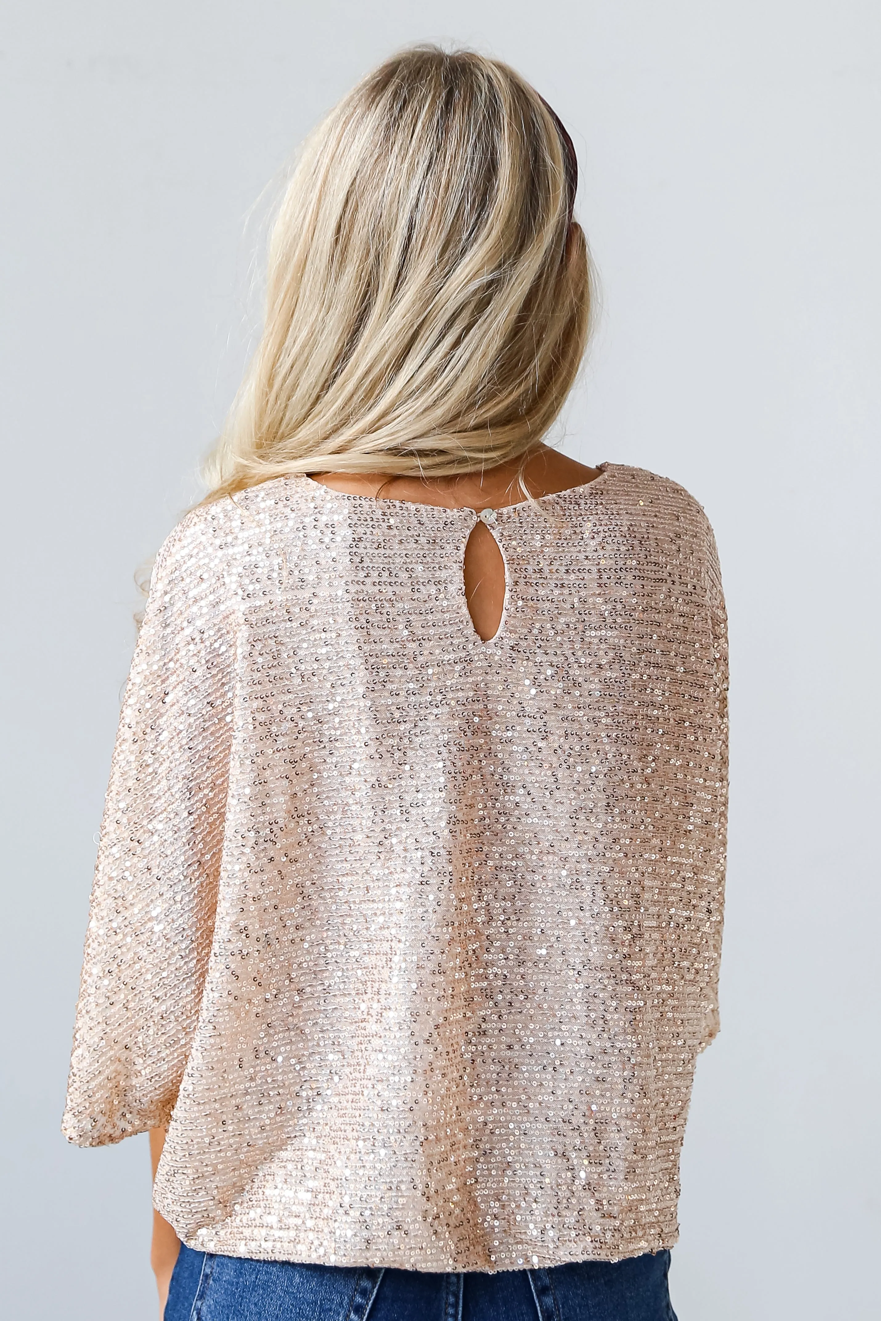 FINAL SALE - Instant Sensation Gold Sequin Blouse
