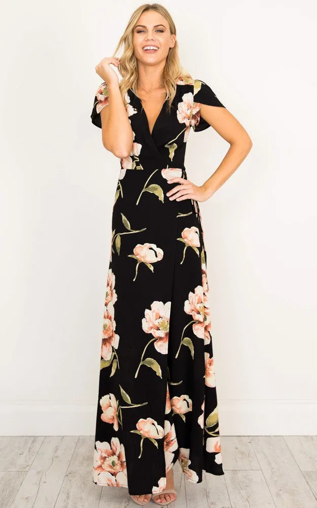 Floral Cotton Dress V-neck Printed Long Skirt
