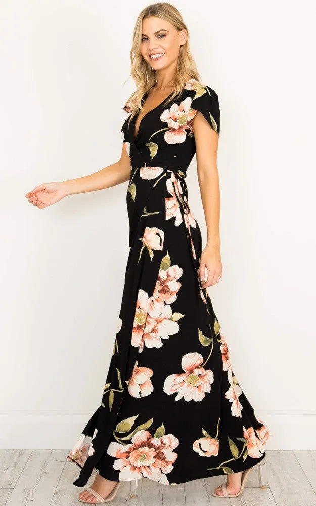 Floral Cotton Dress V-neck Printed Long Skirt