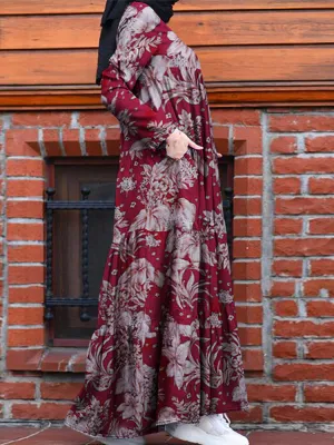 Floral Print Loose Causal Bohemian Back Zipper Pleated Pockets Women Maxi Dress