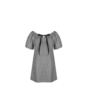 FLORY MINI DRESS BLACK GINGHAM