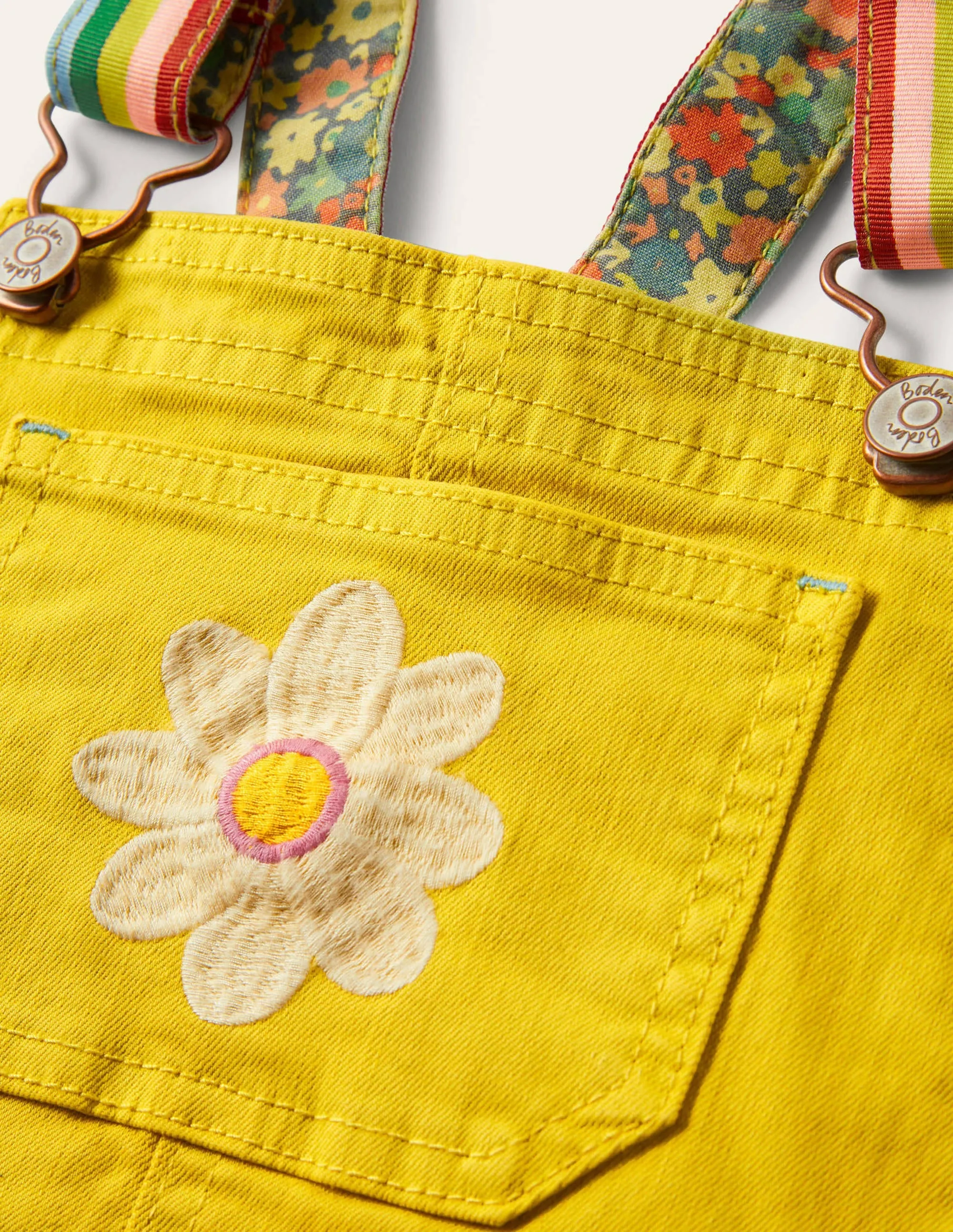 Fun Short Dungarees-Sweetcorn Yellow Flower