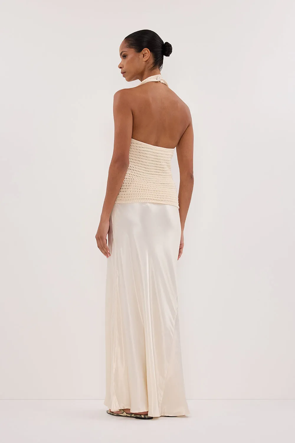GINA CREAM HALTER CROCHET TOP