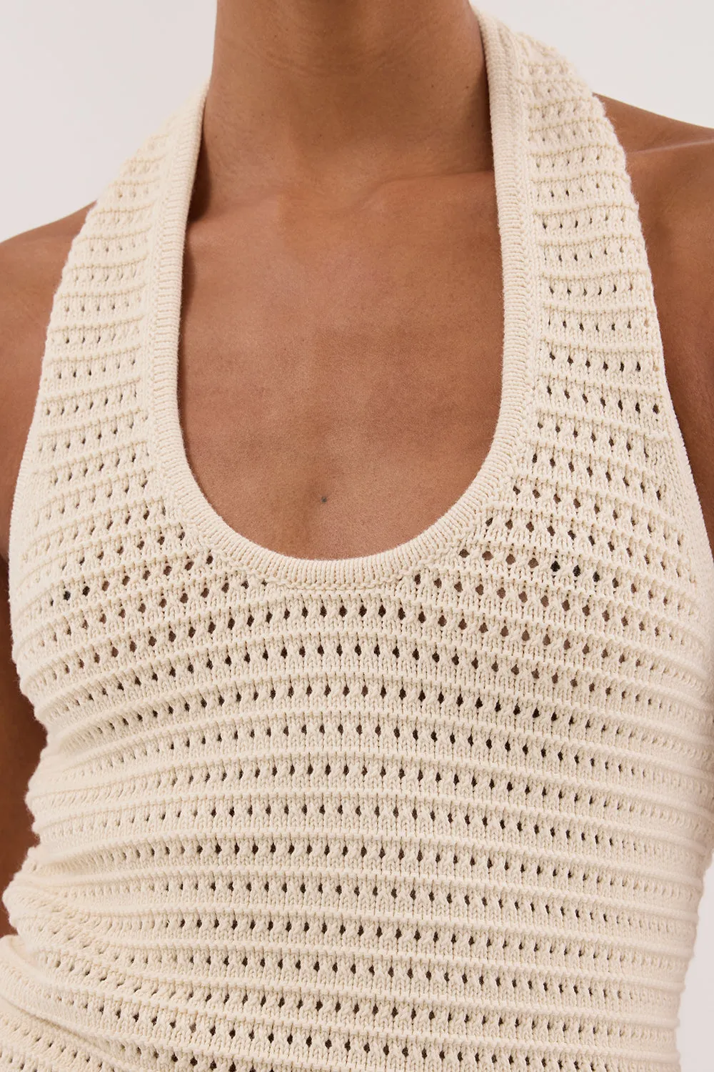 GINA CREAM HALTER CROCHET TOP