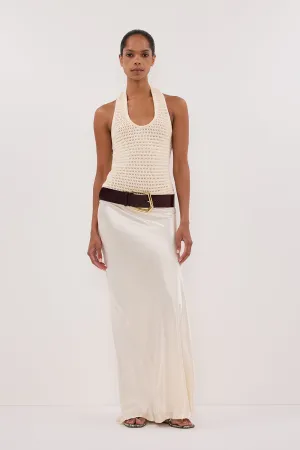 GINA CREAM HALTER CROCHET TOP