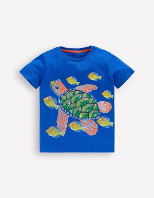 Glow Superstitch T-Shirt-Gallery Blue Turtle
