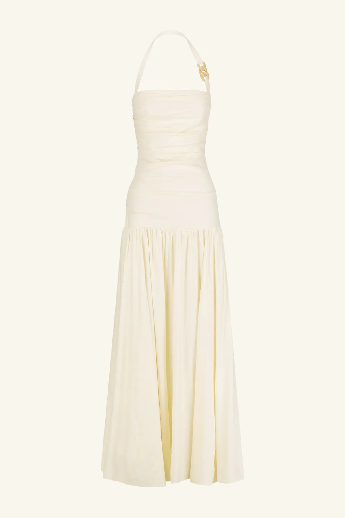 HADLEY DRAPED HALTER NECK MAXI DRESS - CHALK