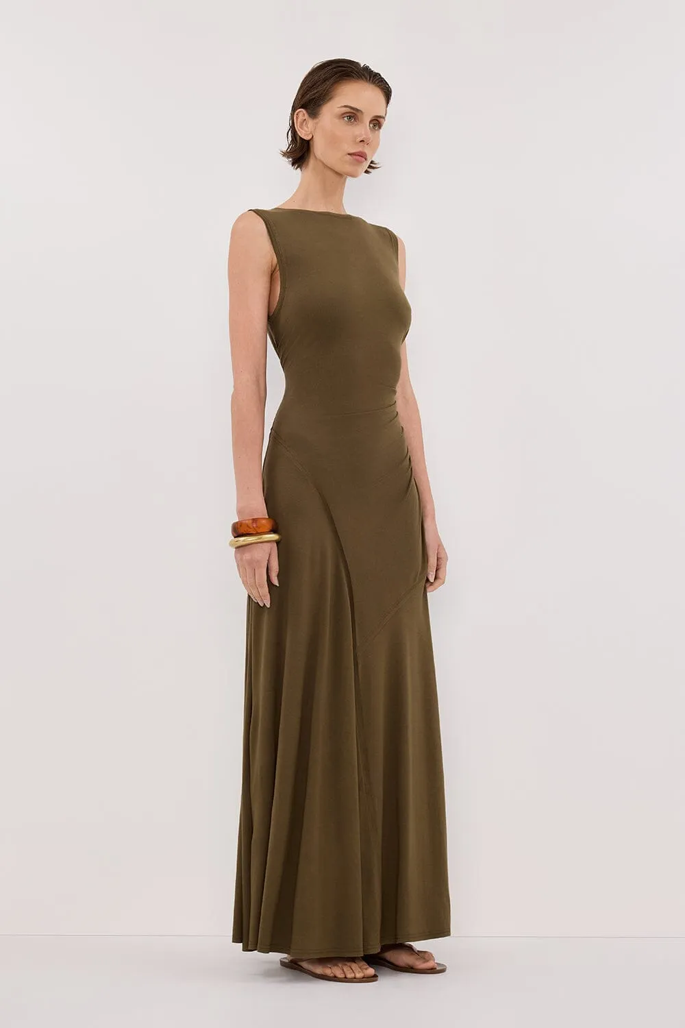 HADLEY OLIVE SLEEVELESS KNIT MAXI DRESS