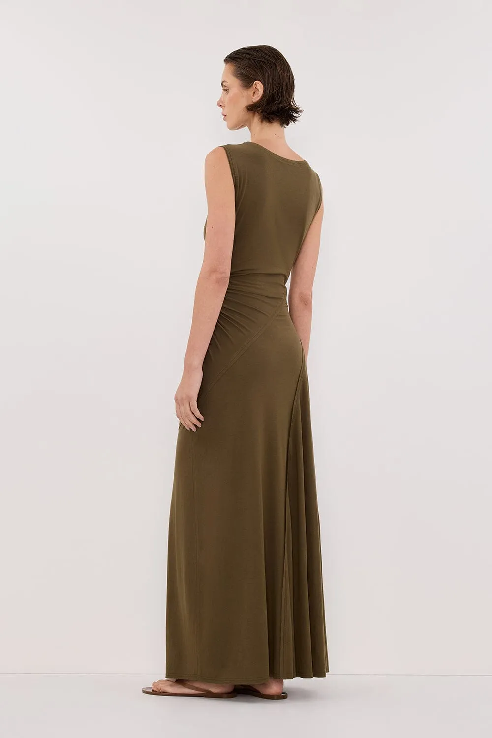 HADLEY OLIVE SLEEVELESS KNIT MAXI DRESS