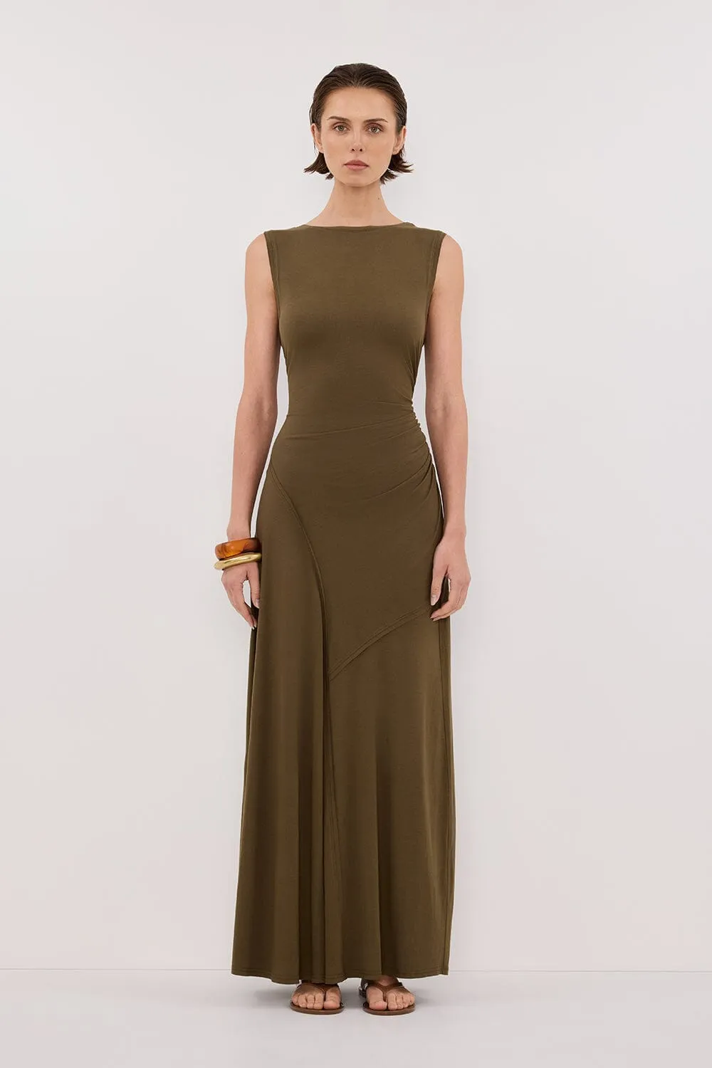 HADLEY OLIVE SLEEVELESS KNIT MAXI DRESS