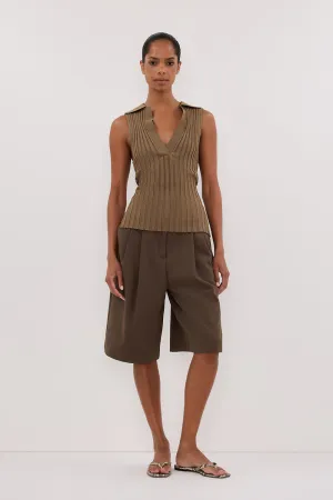 HAL OLIVE SLEEVELESS KNIT TOP
