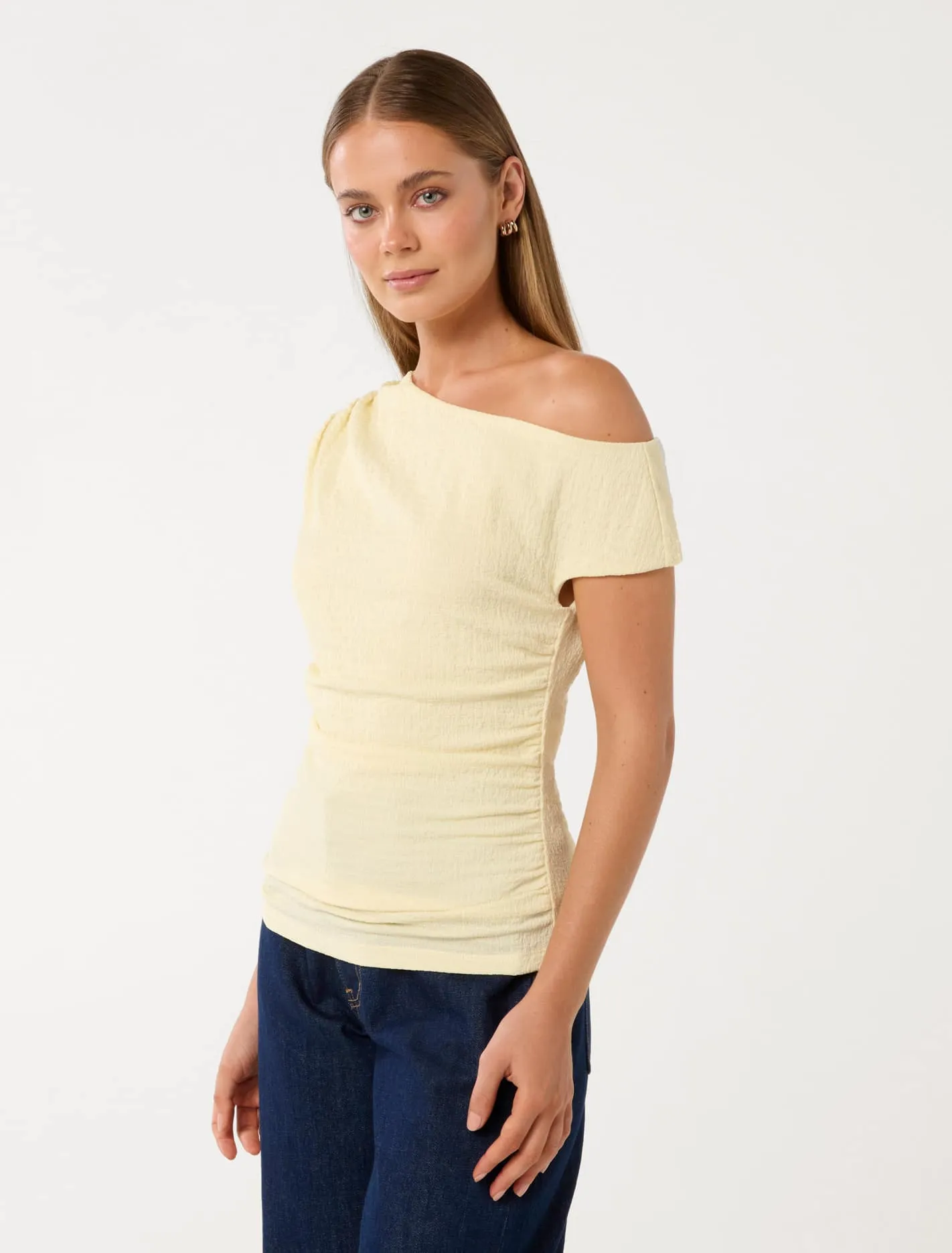 Hallie Ruched Tipped Shoulder Top