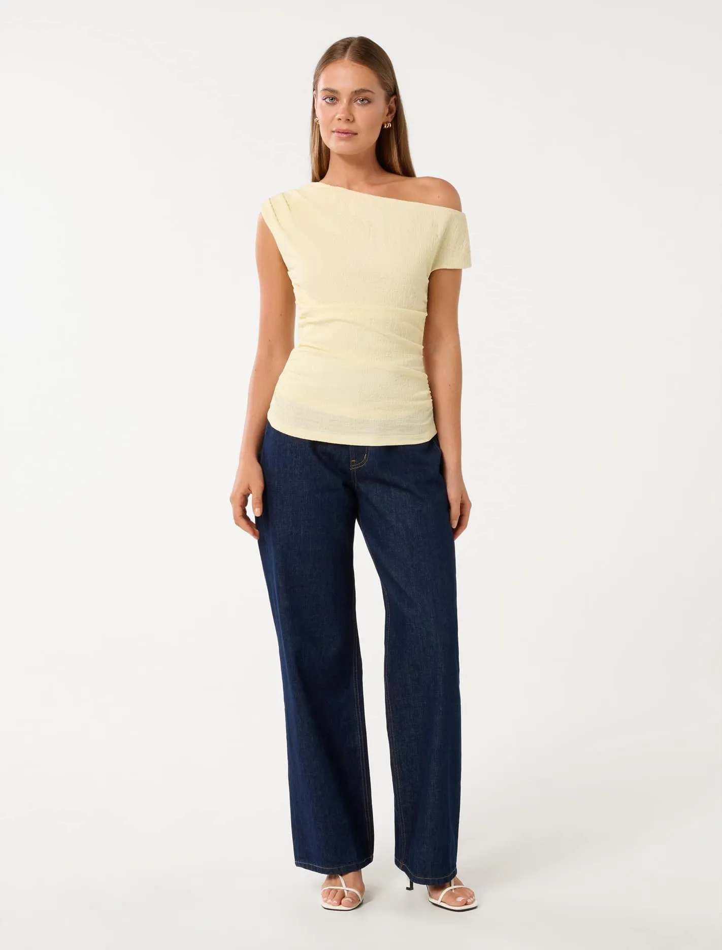 Hallie Ruched Tipped Shoulder Top