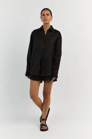 HAZEL BLACK LINEN SHIRT
