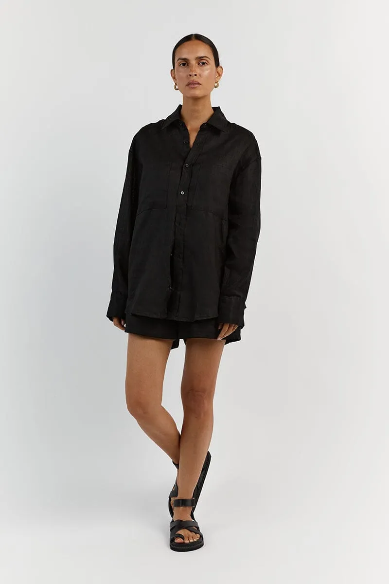 HAZEL BLACK LINEN SHIRT