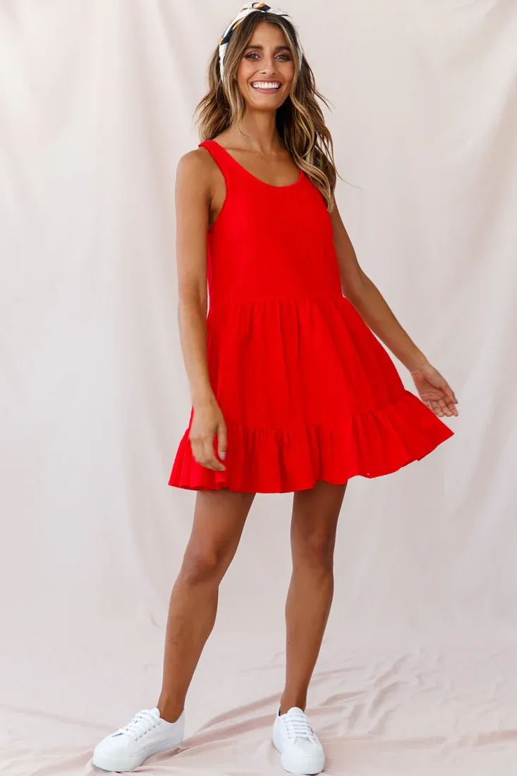 Heather Round Neck Swing Dress Red