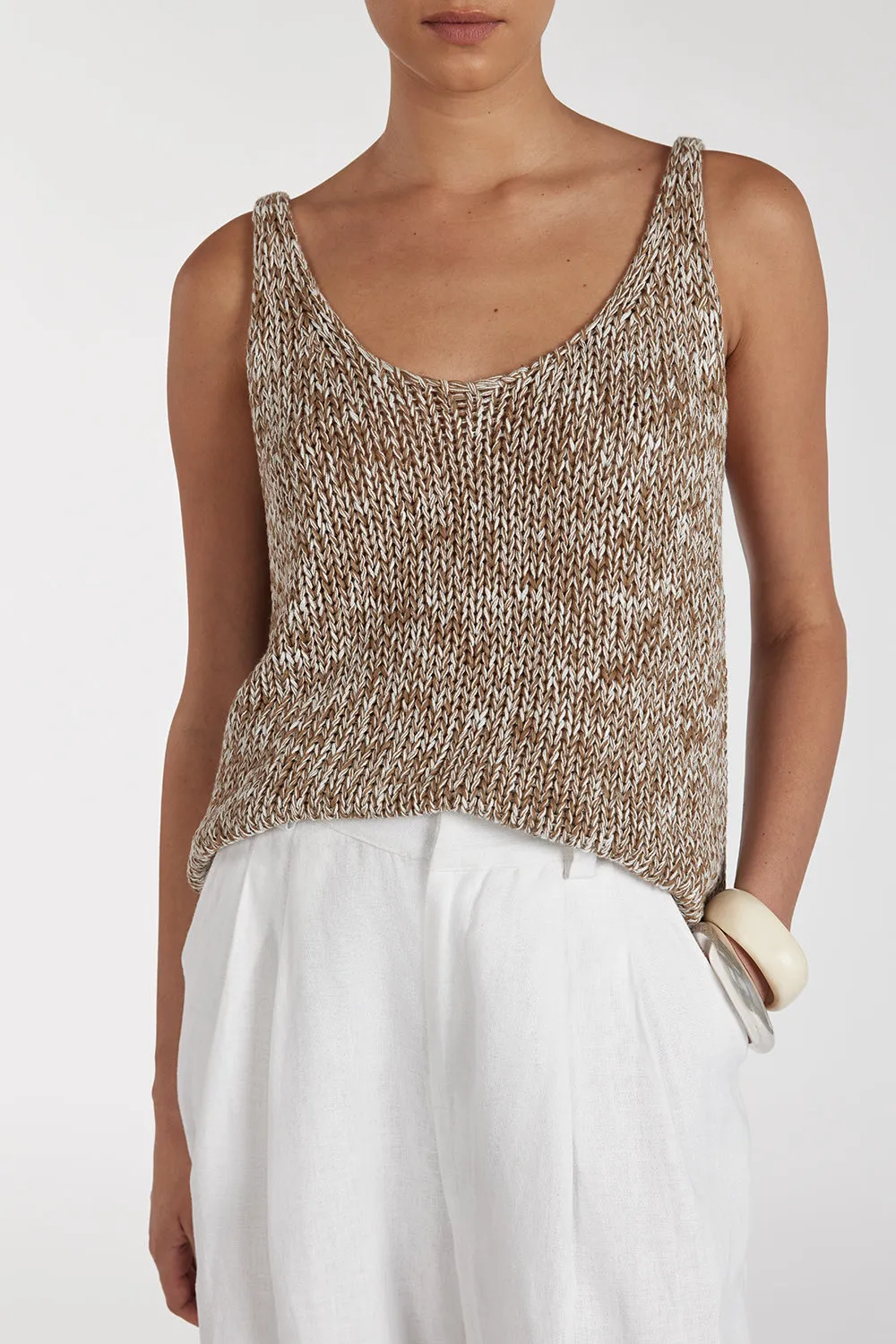 HEIDI TAN MARLE SCOOP KNIT TANK
