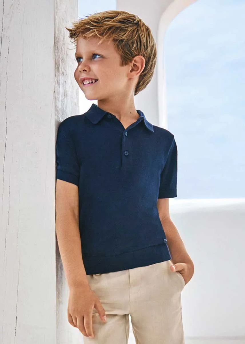 Henry Boys Knit Polo Shirt - Navy