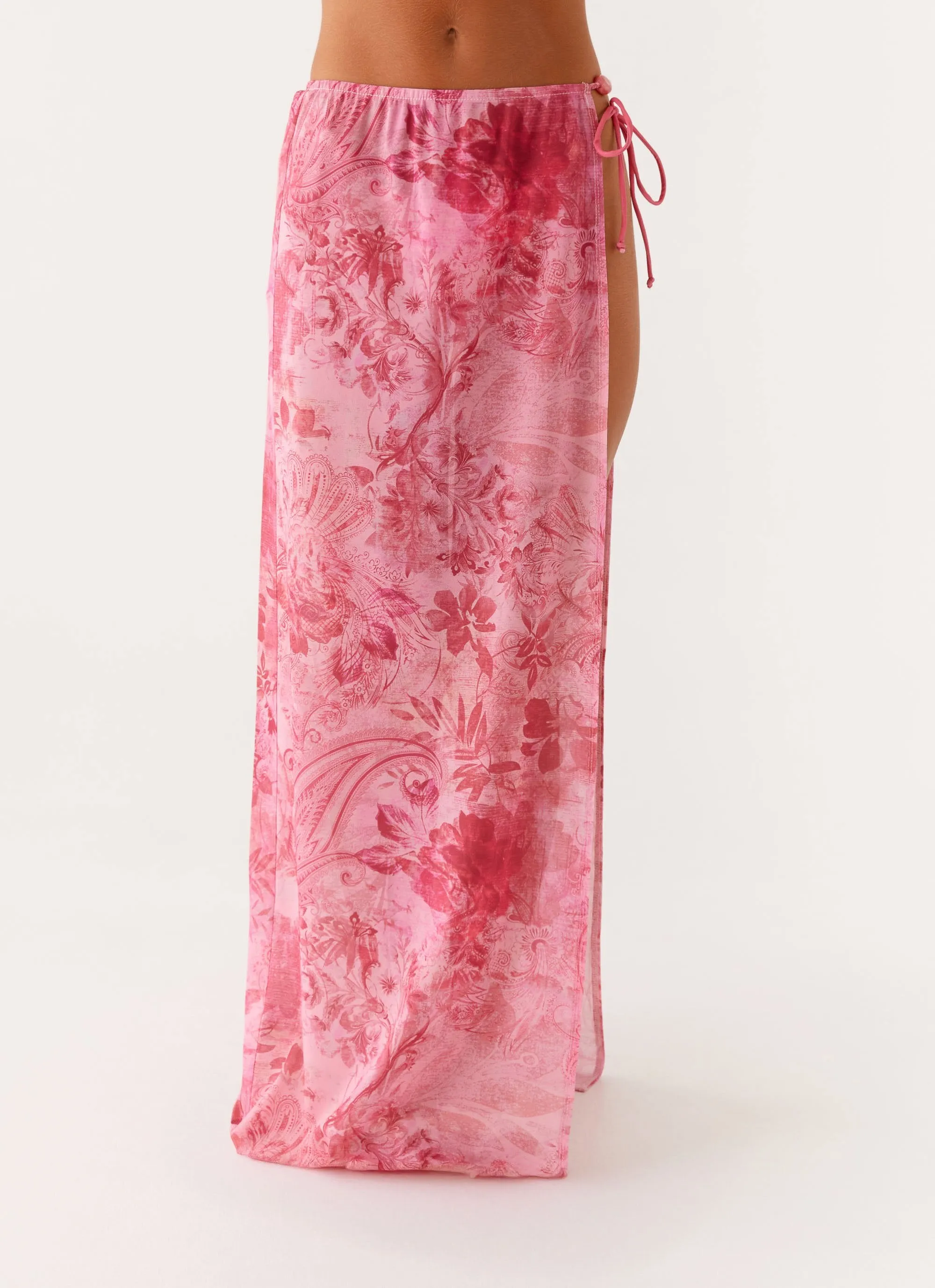 Here For It Beaded Maxi Skirt - Pink Print