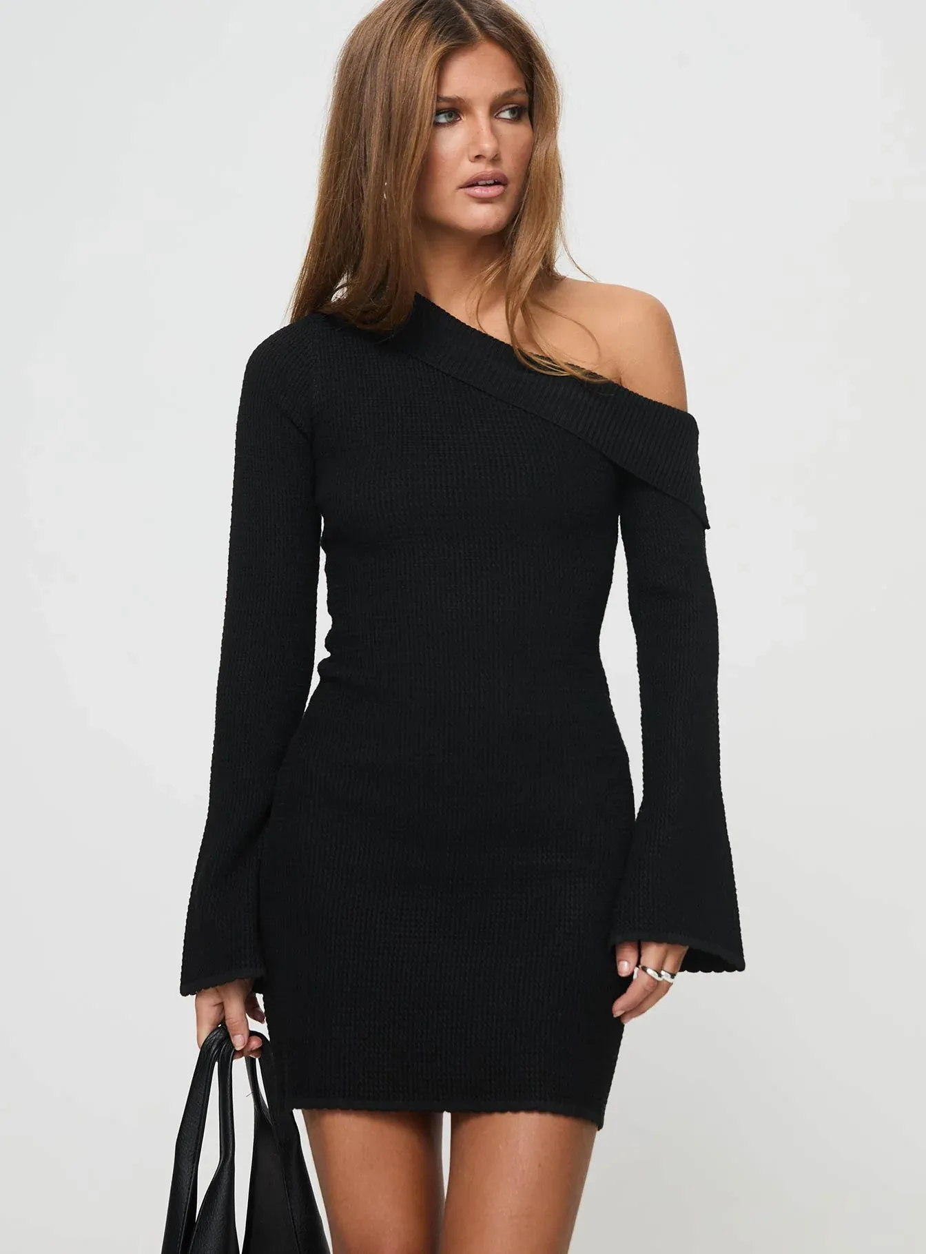 Holveck Off The Shoulder Mini Dress Black