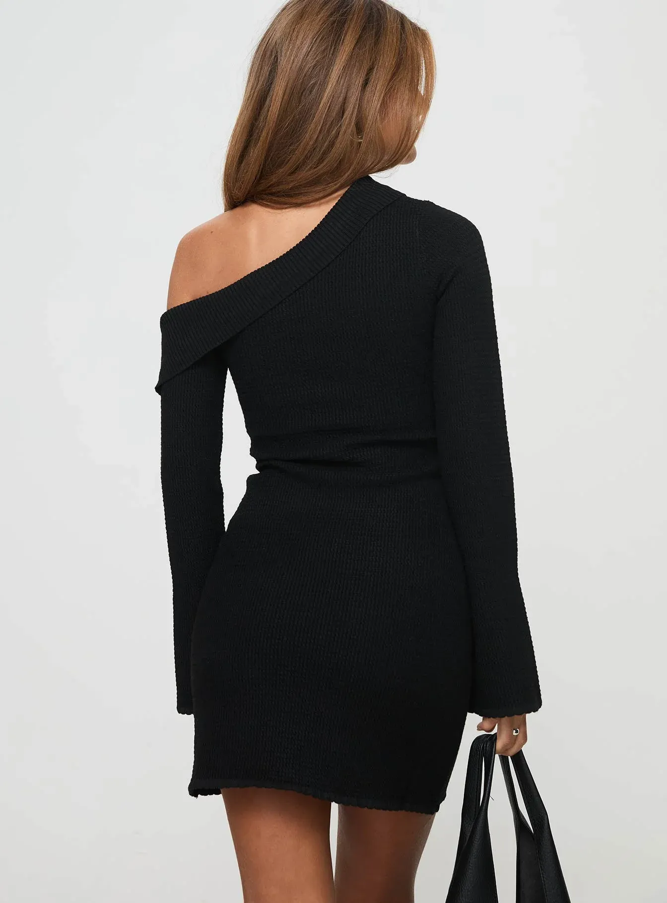 Holveck Off The Shoulder Mini Dress Black