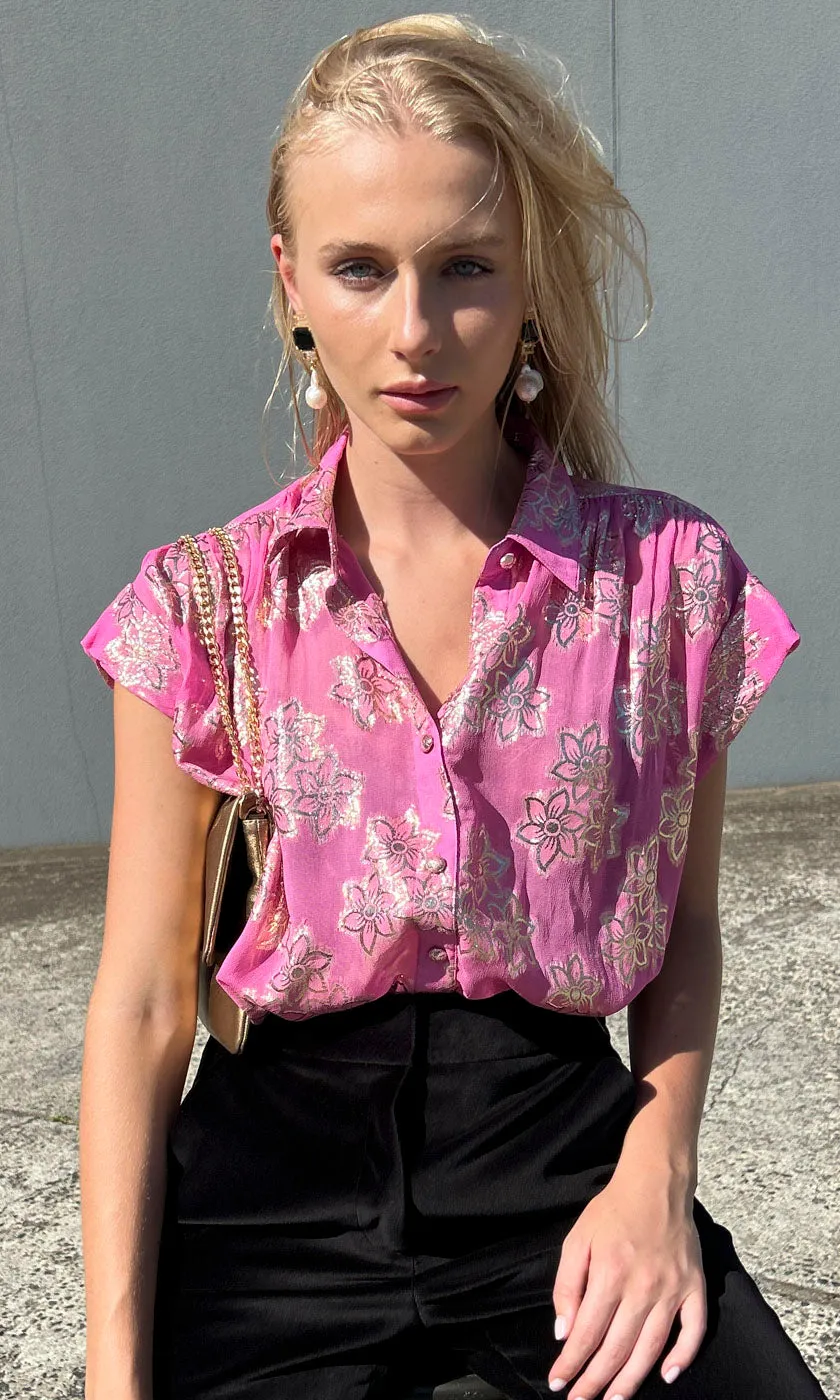 Hoss Mistique Shirt - Pink  - Gold Leaf