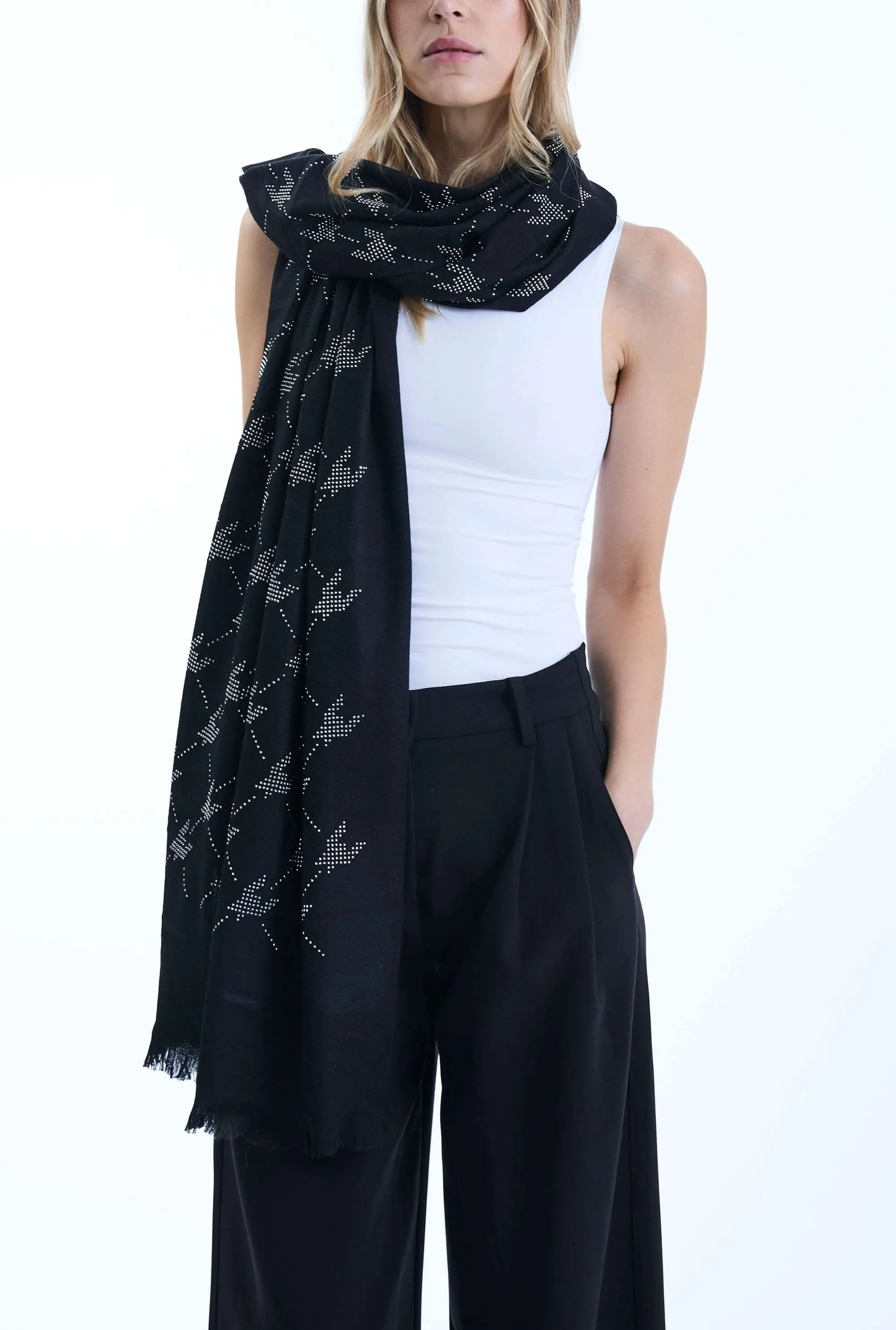 Houndstooth Black Scarf