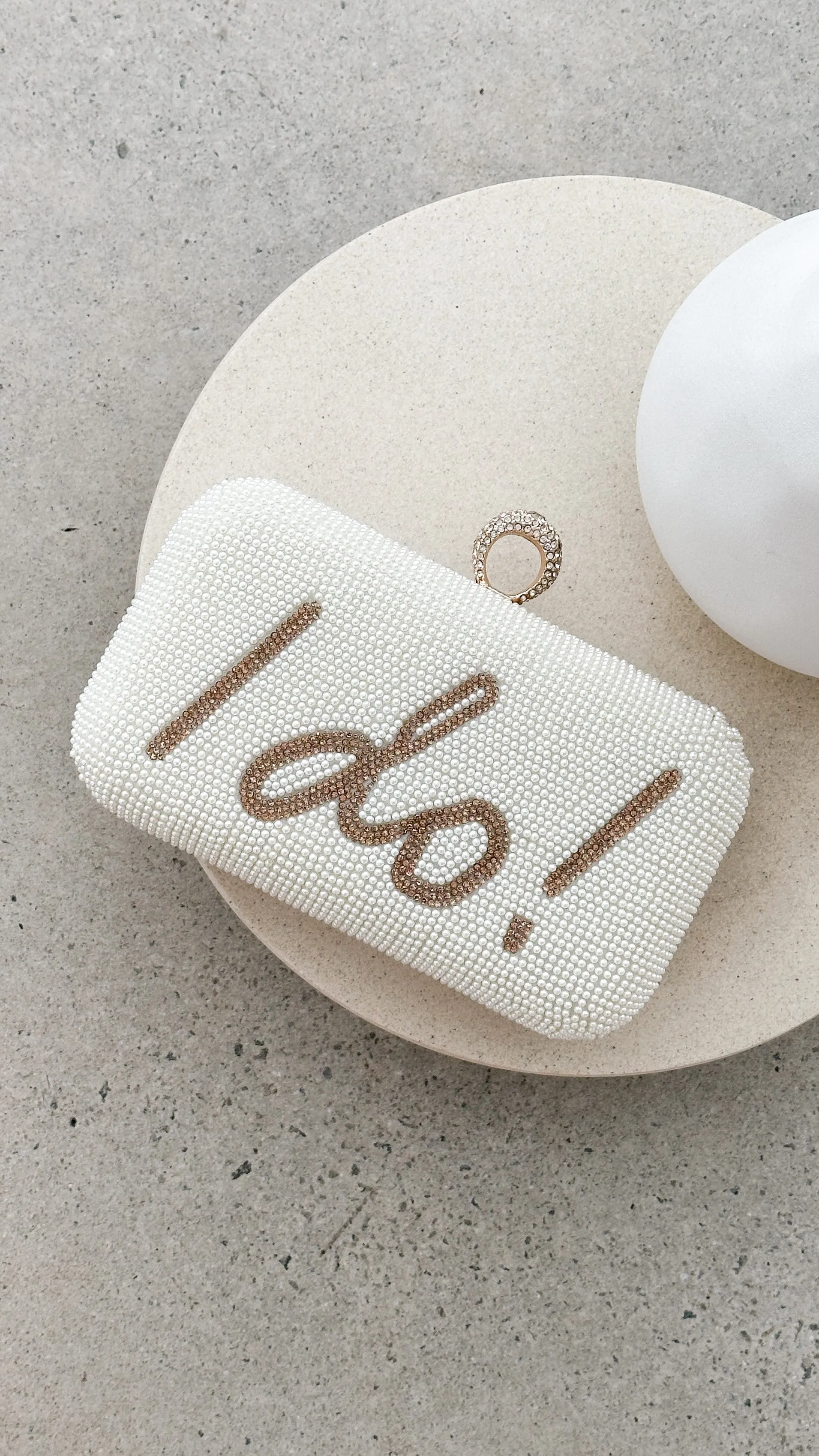 I DO Sequin Clutch - Gold/White