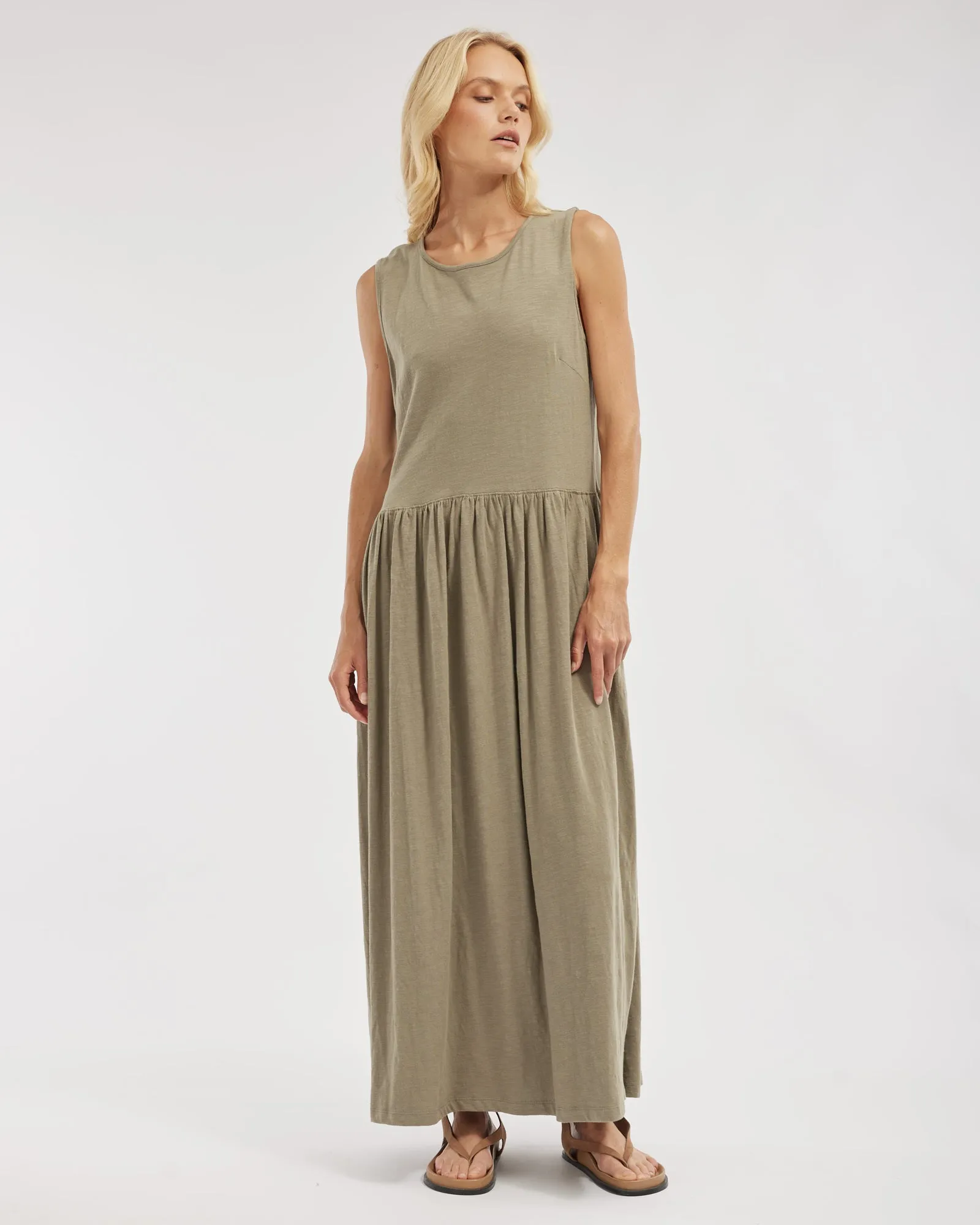 Jacki Reversible Maxi Dress - Khaki