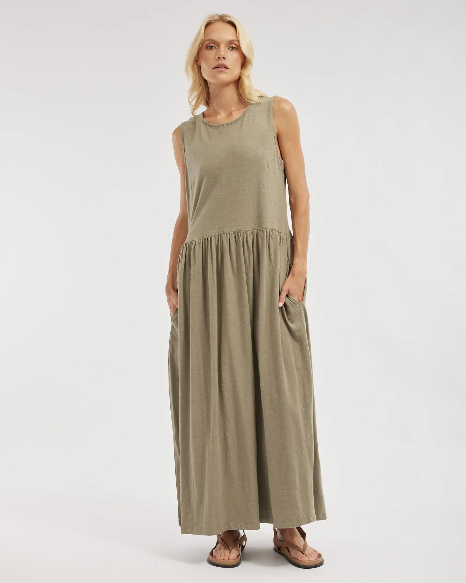 Jacki Reversible Maxi Dress - Khaki