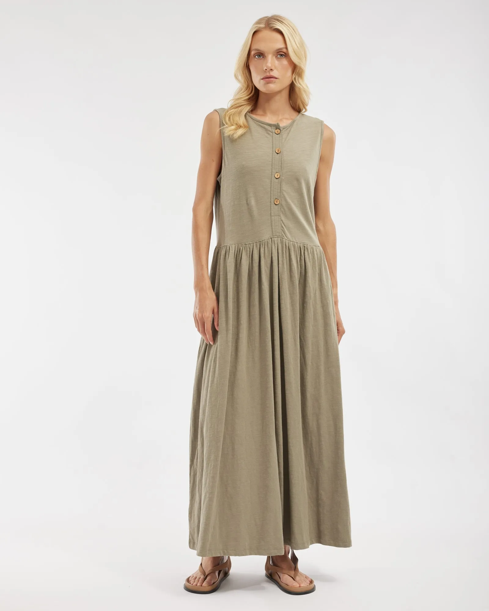 Jacki Reversible Maxi Dress - Khaki