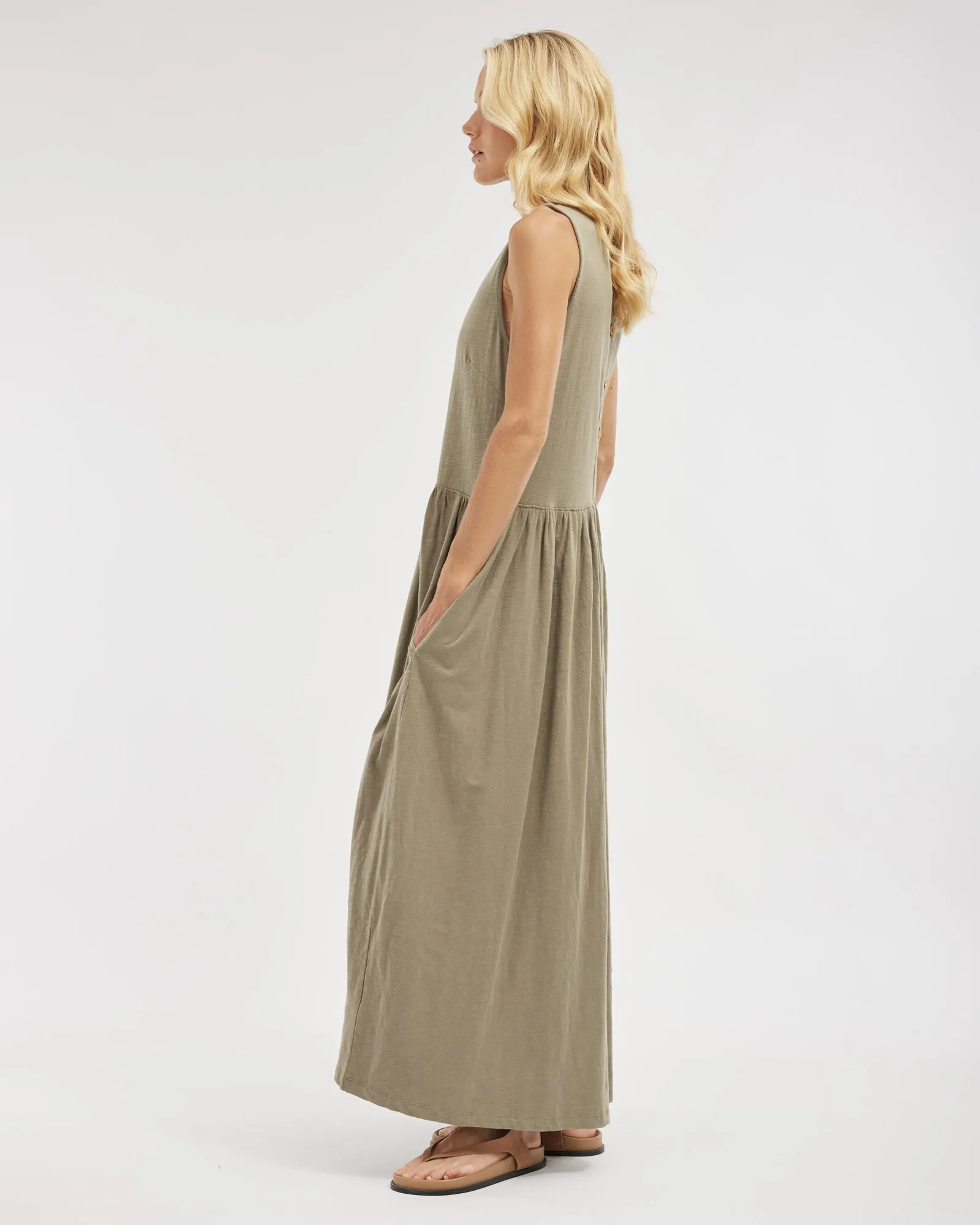 Jacki Reversible Maxi Dress - Khaki