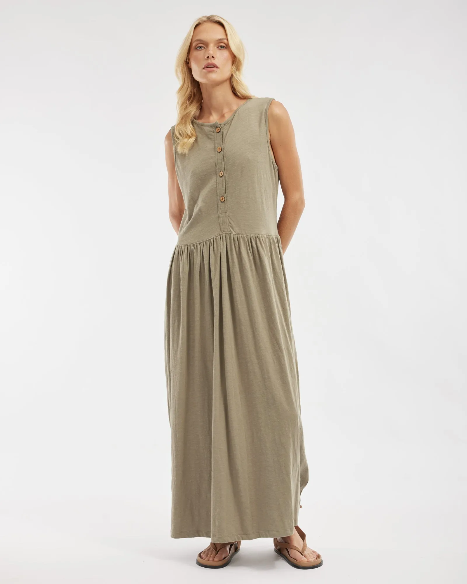 Jacki Reversible Maxi Dress - Khaki