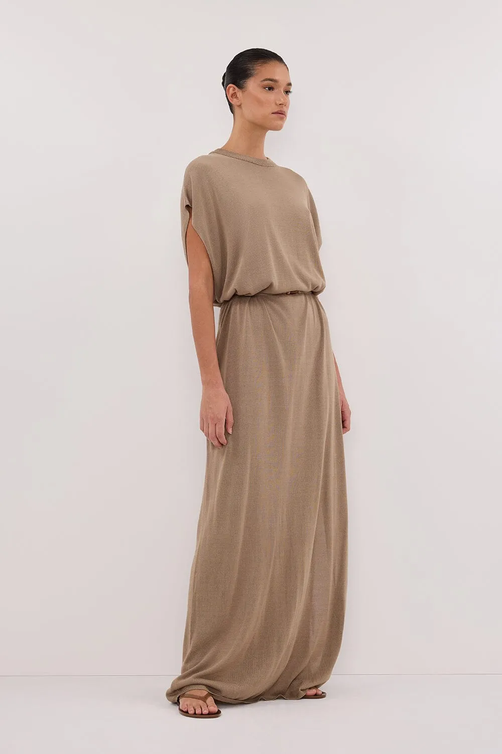 JACKI SAGE SLEEVELESS KNIT MAXI DRESS