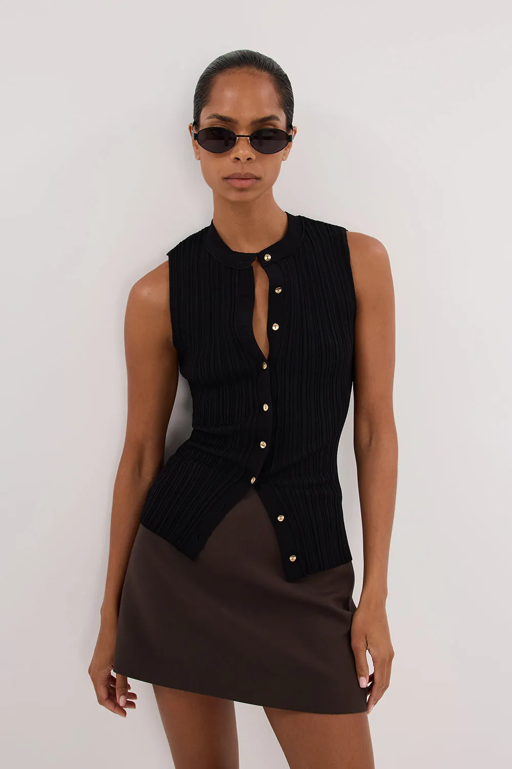 JASMINE BLACK KNIT TOP
