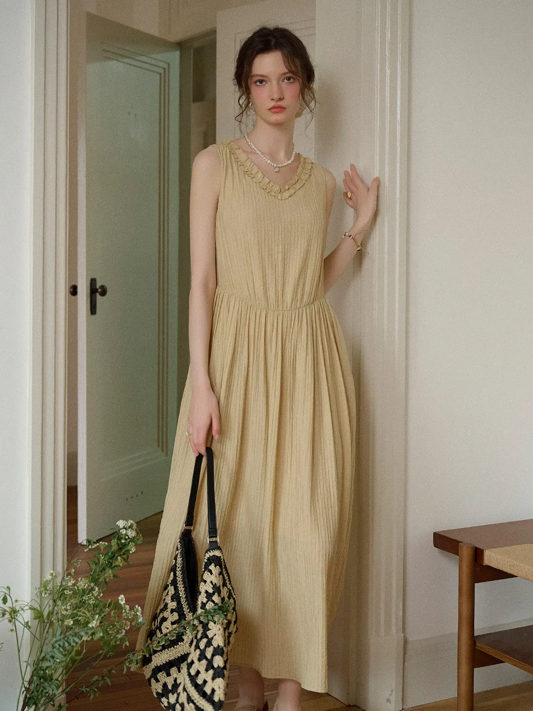 Jolene Ruffle Round Neck Sleeveless Dress