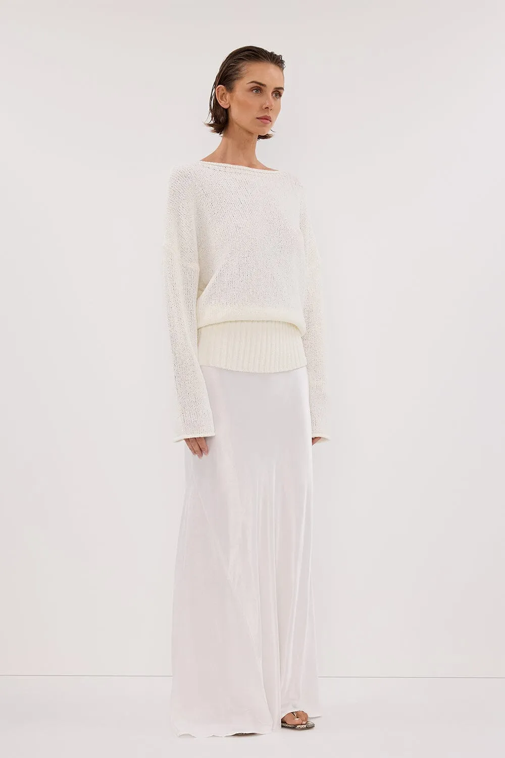JULES WHITE LONG SLEEVE KNIT TOP