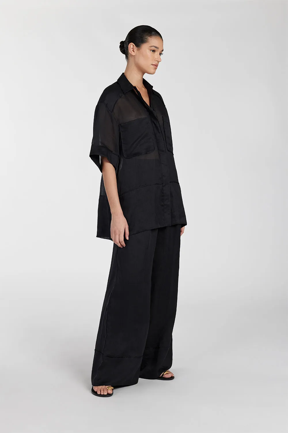 KAI BLACK RAMIE RESORT SHIRT
