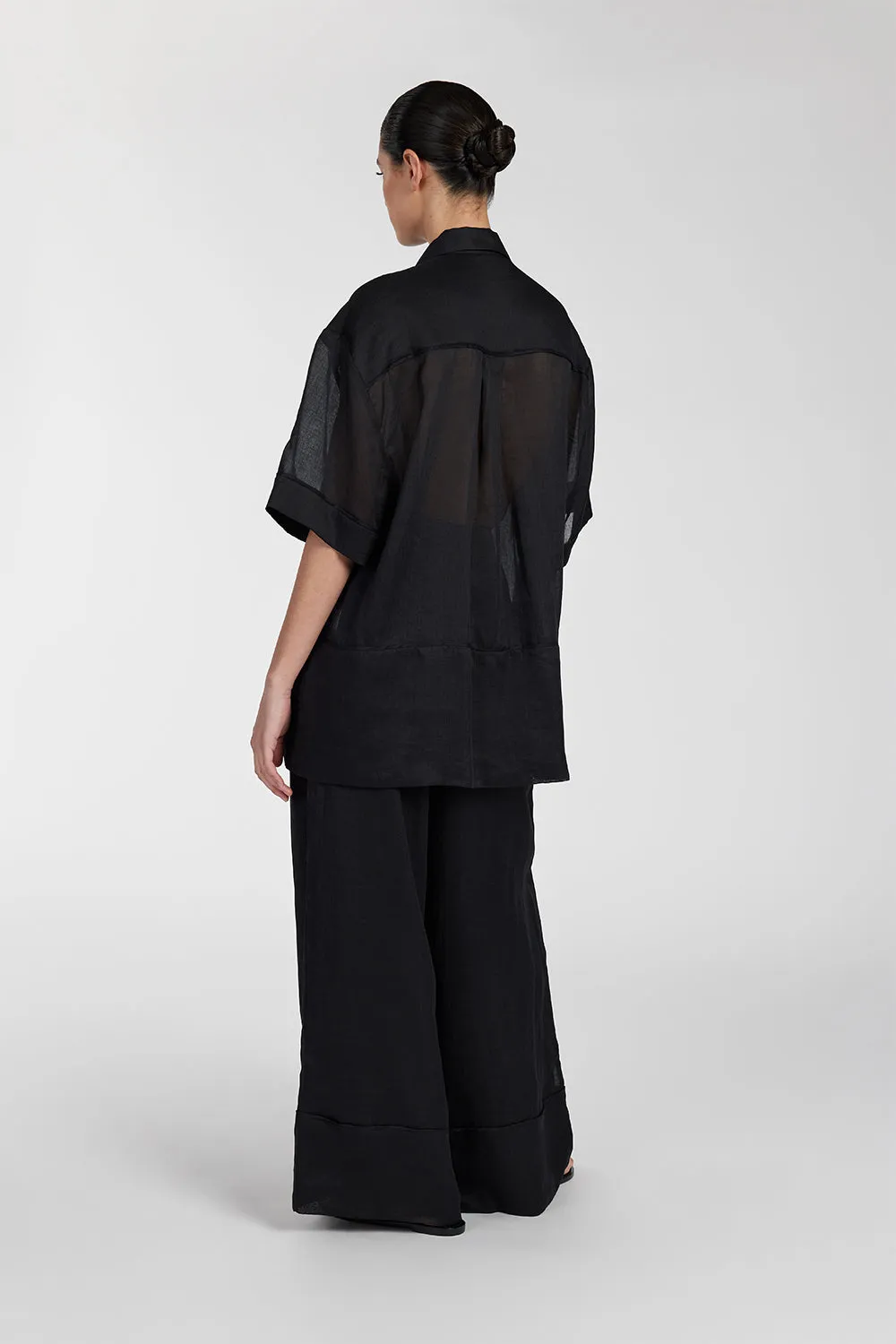 KAI BLACK RAMIE RESORT SHIRT