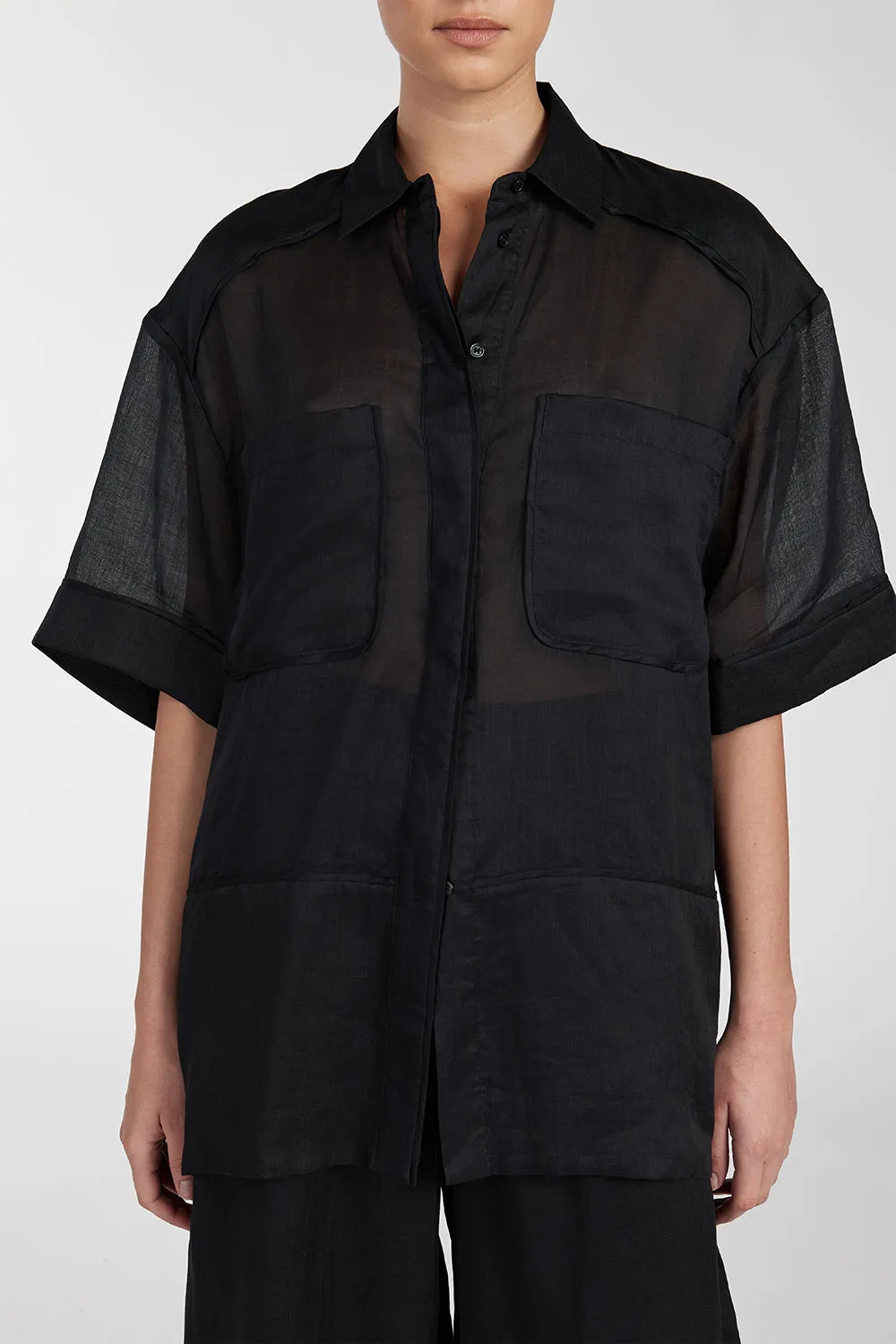 KAI BLACK RAMIE RESORT SHIRT