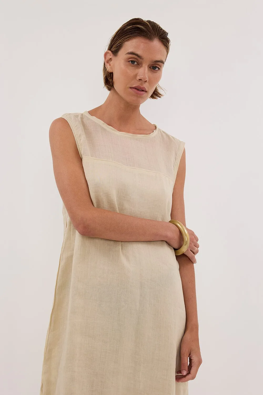 KAI PLASTER RAMIE SHELL MIDI DRESS
