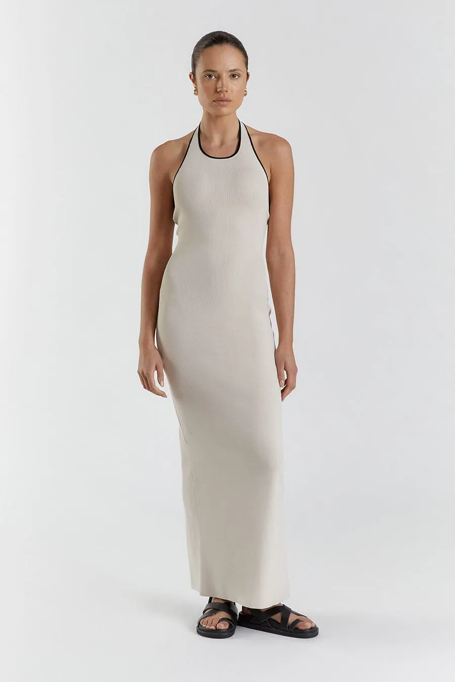 KARLIE STONE BIND HALTER KNIT DRESS