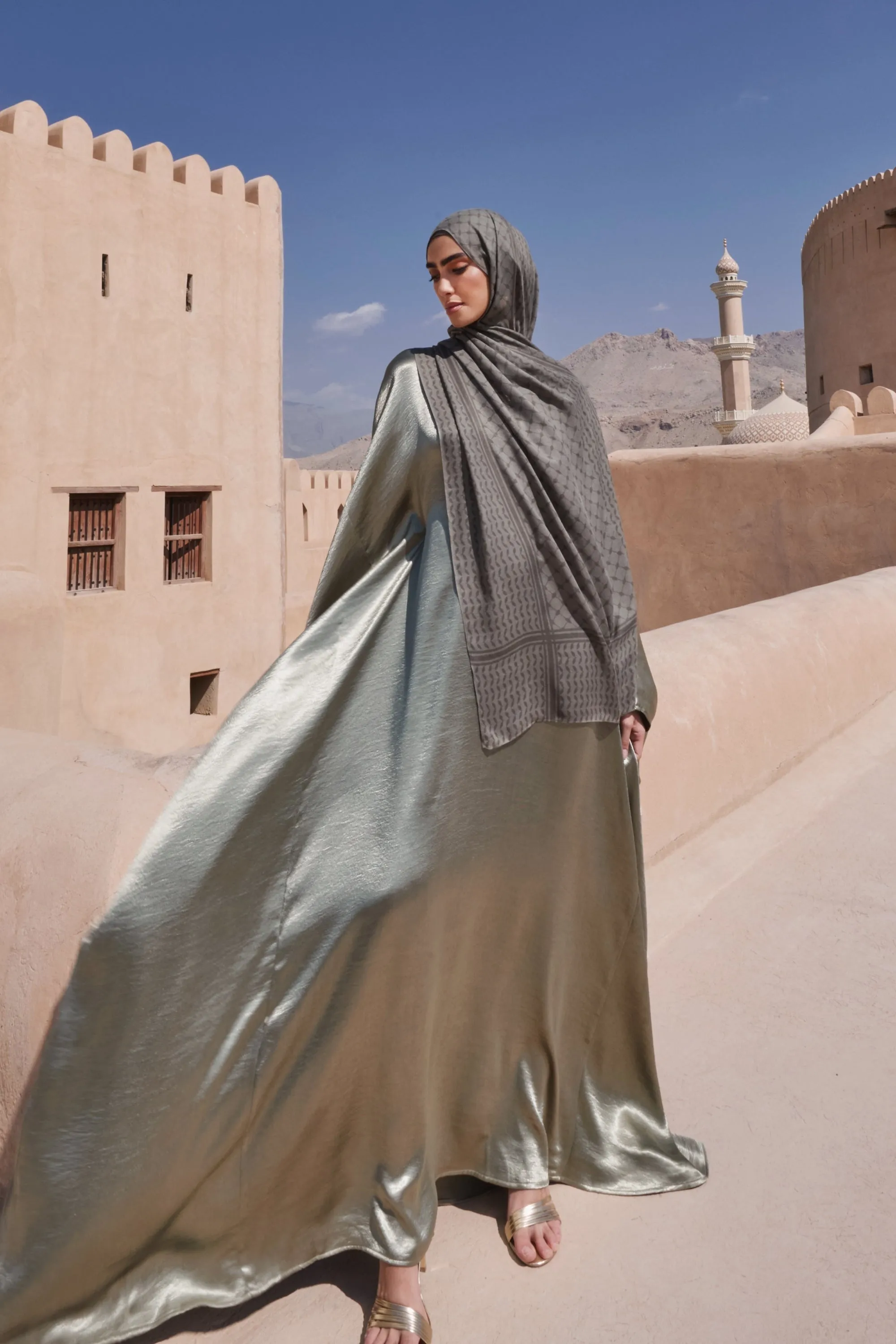 Keffiyeh Modal Hijab - Olive Night