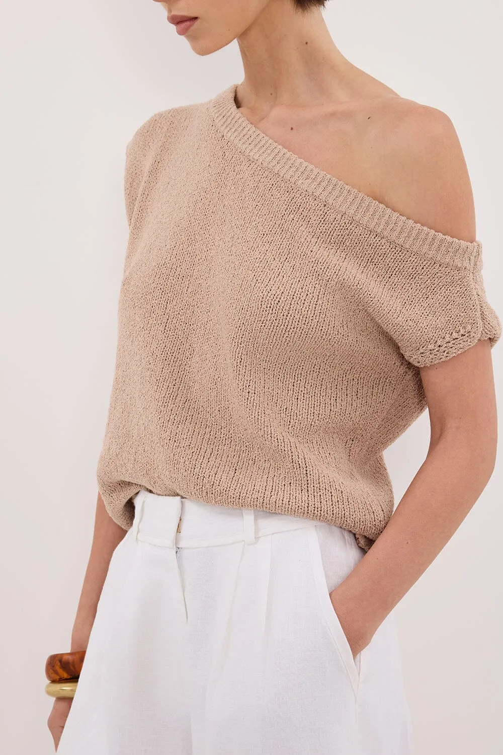 KERRY TAN ASYM KNIT TOP