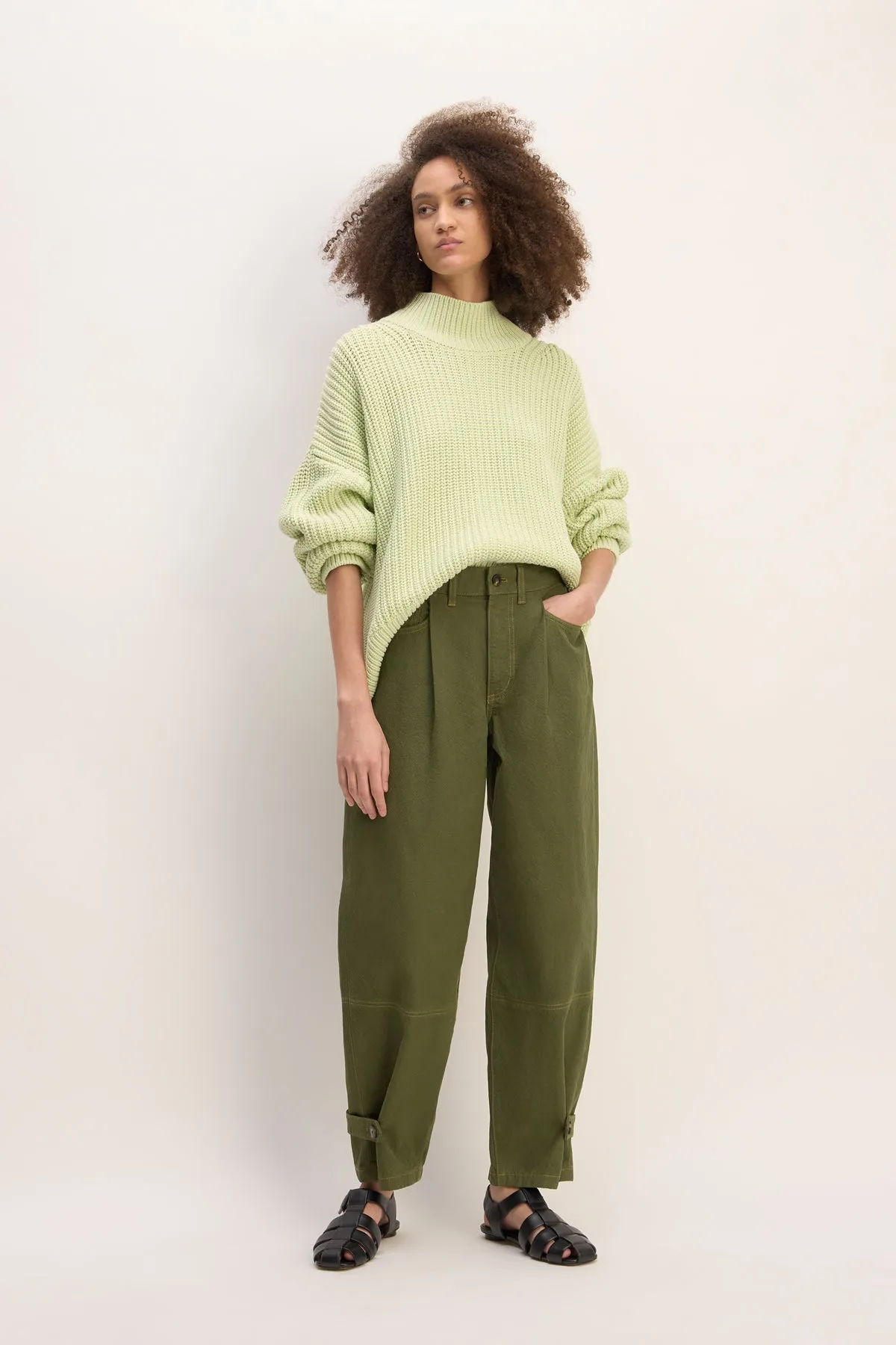 KHAKI CUFFED TROUSERS